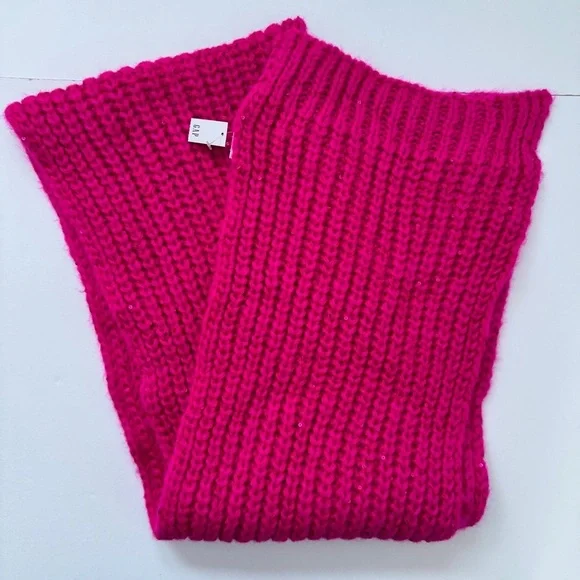 NWT Gap Scarf Shine Fushia Pink Soft Rib Knit Sequin OS - Picture 11 of 12